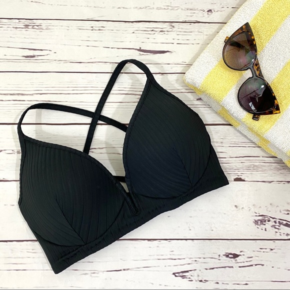 Shade & Shore Other - Shade & Shore Ribbed V-Bone Bikini Top 34D